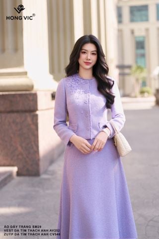Vest dạ tím thạch anh AV252