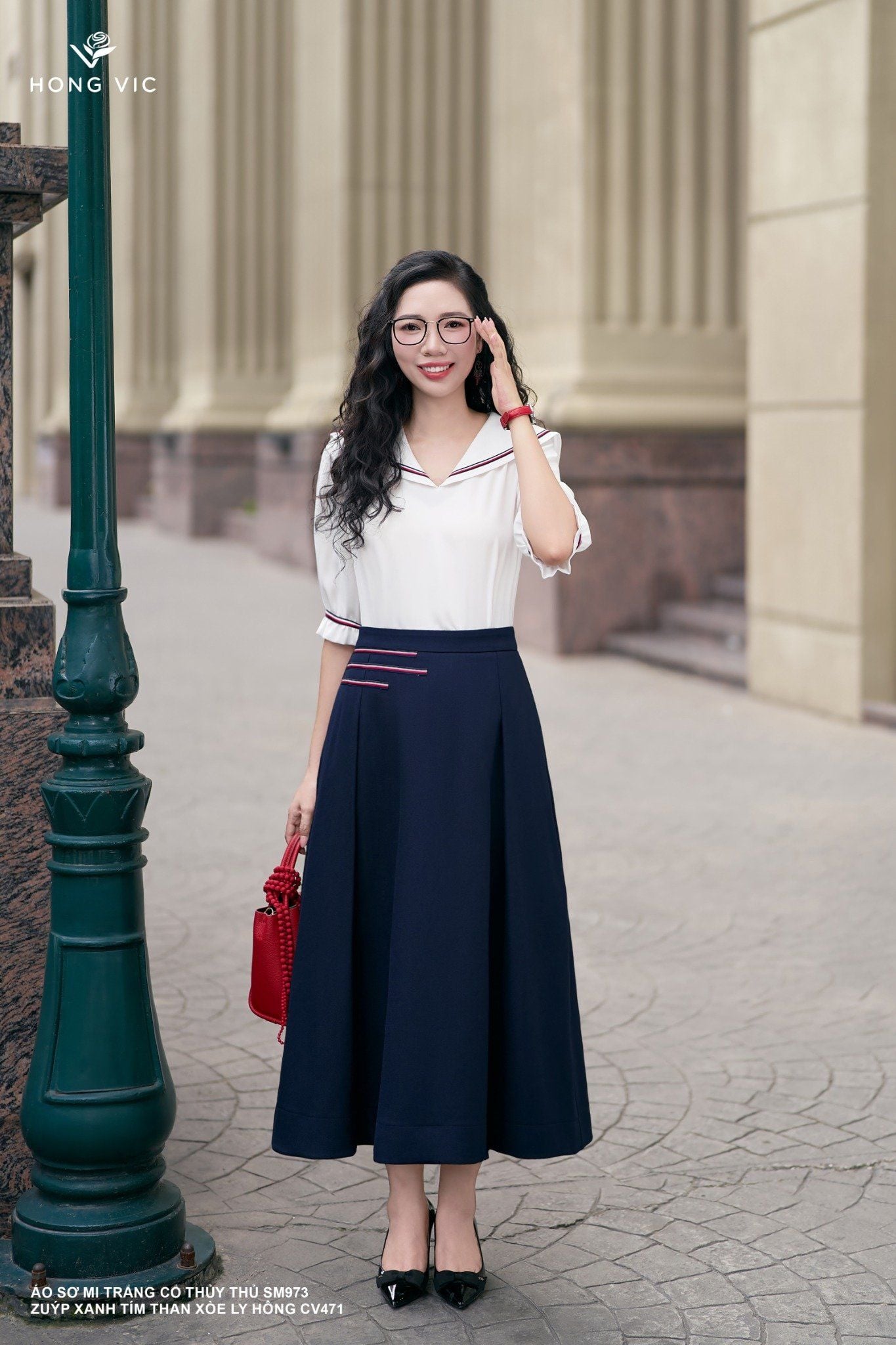 Zuýp xanh tím than xòe ly hông CV471