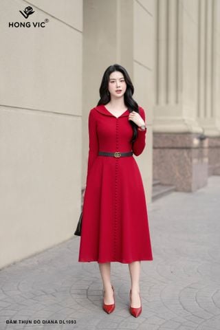 Đầm thun đỏ diana DL1093