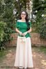 Áo cotton xanh cây lệch vai SM909