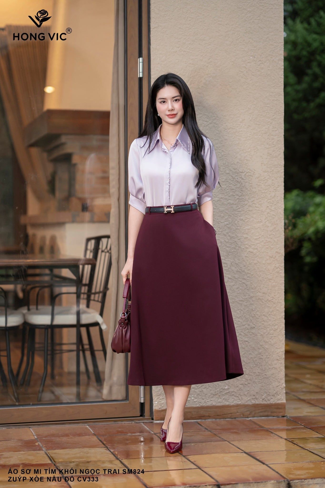 Zuýp xòe nâu đỏ CV333