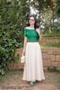 Áo cotton xanh cây lệch vai SM909