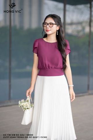 Áo voan tím sim bo gấu SM889