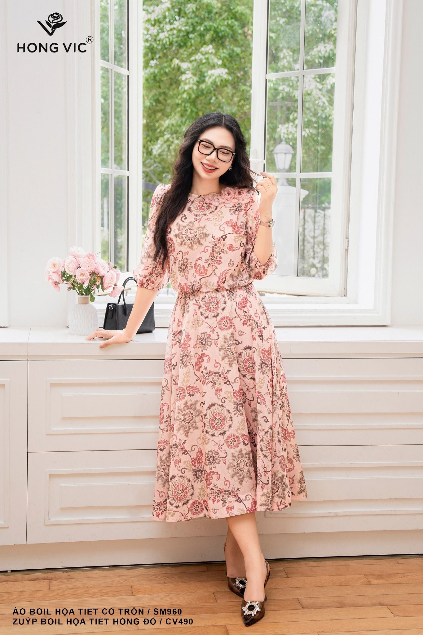 Zuýp boil họa tiết hồng đỗ CV490