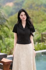 Áo ký giả đen cổ hai ve SM1071