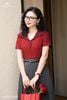 Áo tơ đỏ thùy trâm SM887