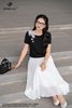 Áo croptop đen hoa thanh anh SM699