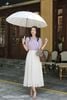 Áo cotton tím nhạt tay cộc đính hoa SM513