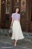 Áo cotton tím nhạt tay cộc đính hoa SM513