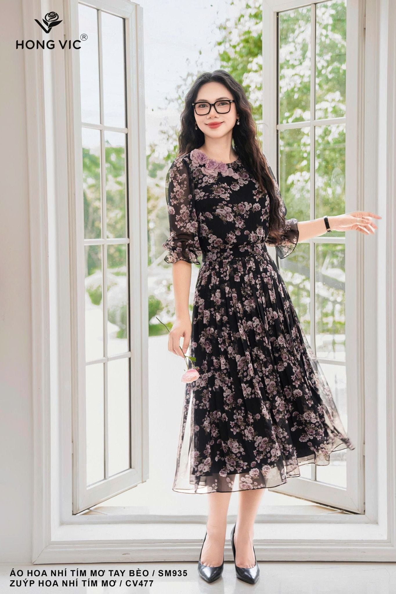 Zuýp hoa nhí tím mơ CV477