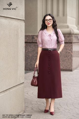 Áo tơ hồng cánh nhạn SM923