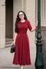 Đầm thun đỏ ruby ly úp DL887