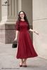 Đầm thun đỏ ruby ly úp DL887