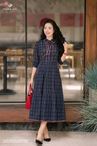 Zuýp kẻ tím than xòe CV502