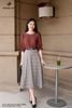 Áo tơ nâu đỏ cổ tròn SM983