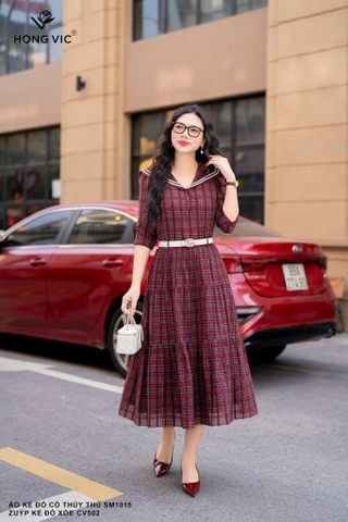 Áo kẻ đỏ cổ thủy thủ SM1015