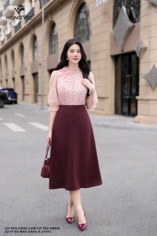 Zuýp đỏ mận dáng A CV474