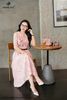 Đầm tơ hồng loang bèo cổ DL1053