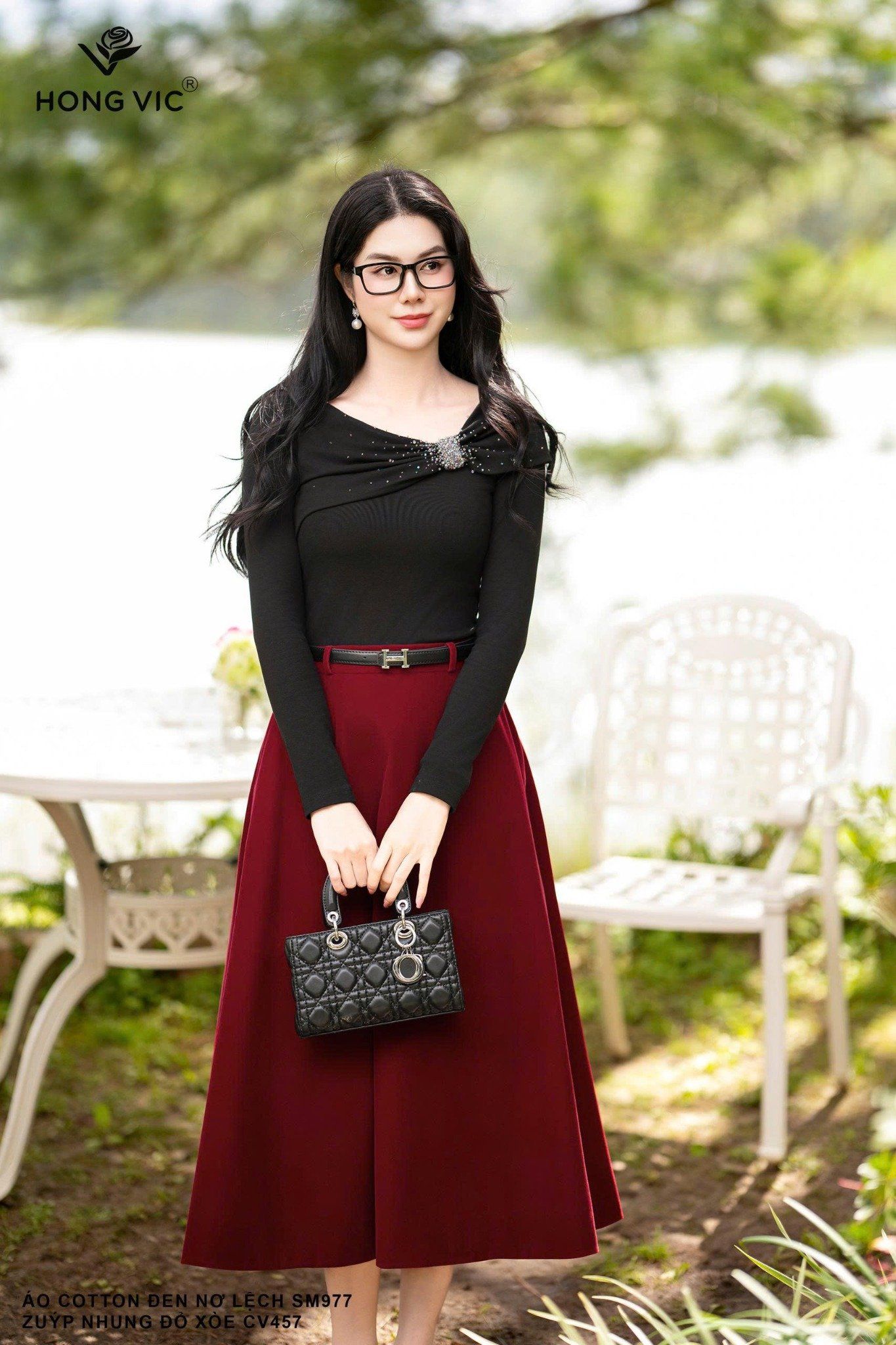 Zuýp nhung đỏ xòe CV457