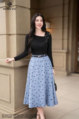 Zuýp xanh thạch anh chấm bi CV501