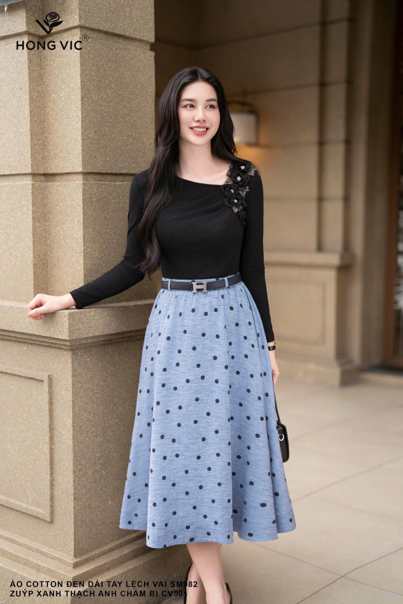 Zuýp xanh thạch anh chấm bi CV501