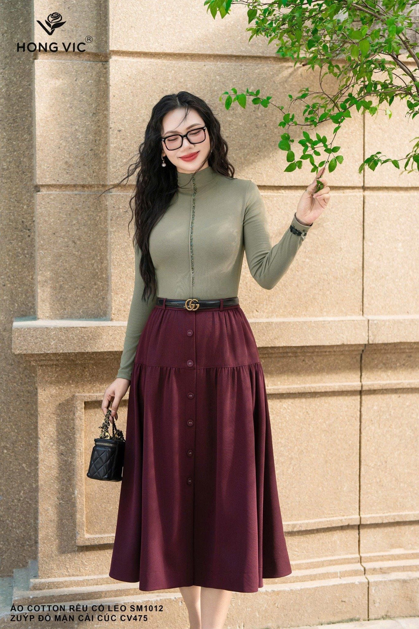 Zuýp đỏ mận cài cúc CV475