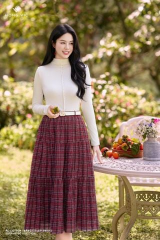 Áo cotton trắng cổ leo SM1012