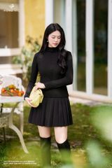 Zuýp đen xòe xếp ly ngắn CV535