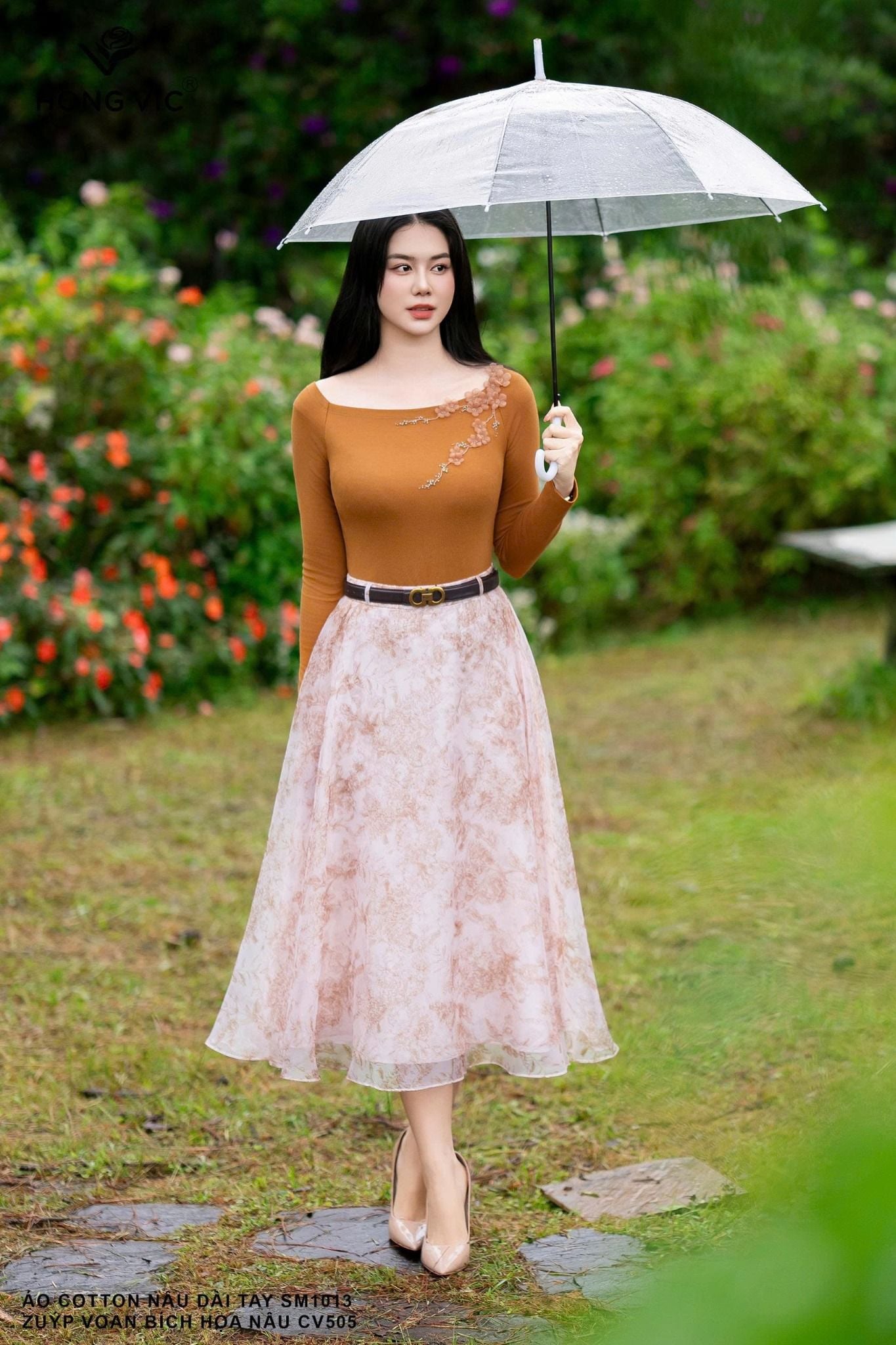 Áo cotton nâu dài tay SM1013