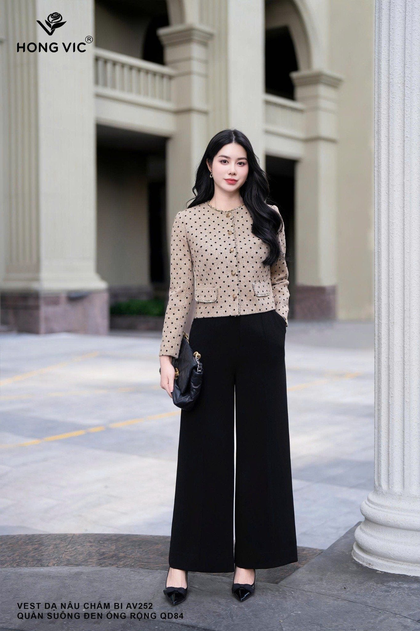 Quần suông đen ống rộng QD84