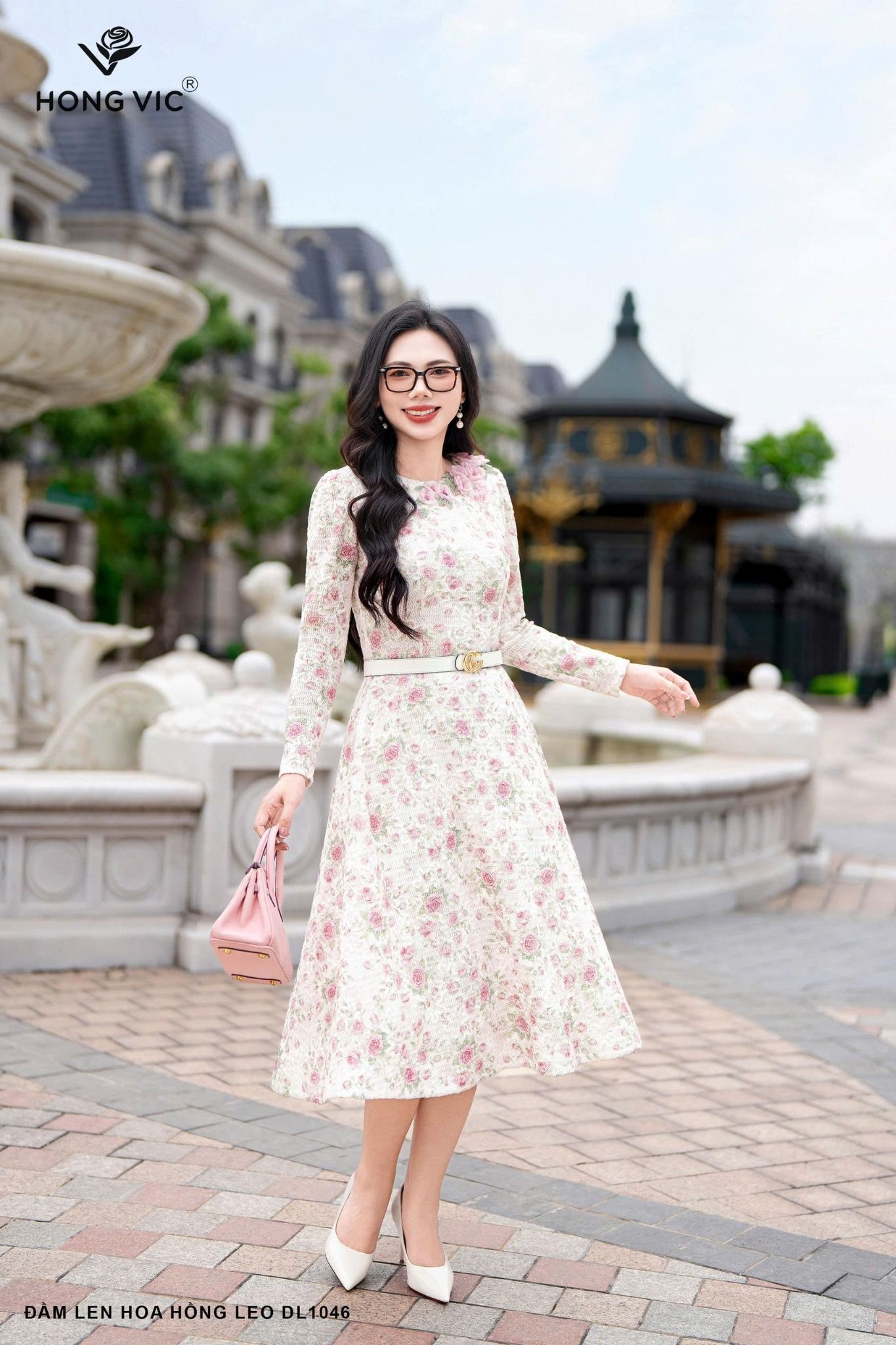 Đầm len hoa hồng leo DL1046