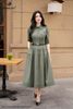 Đầm cotton xanh rêu cổ đức DL932