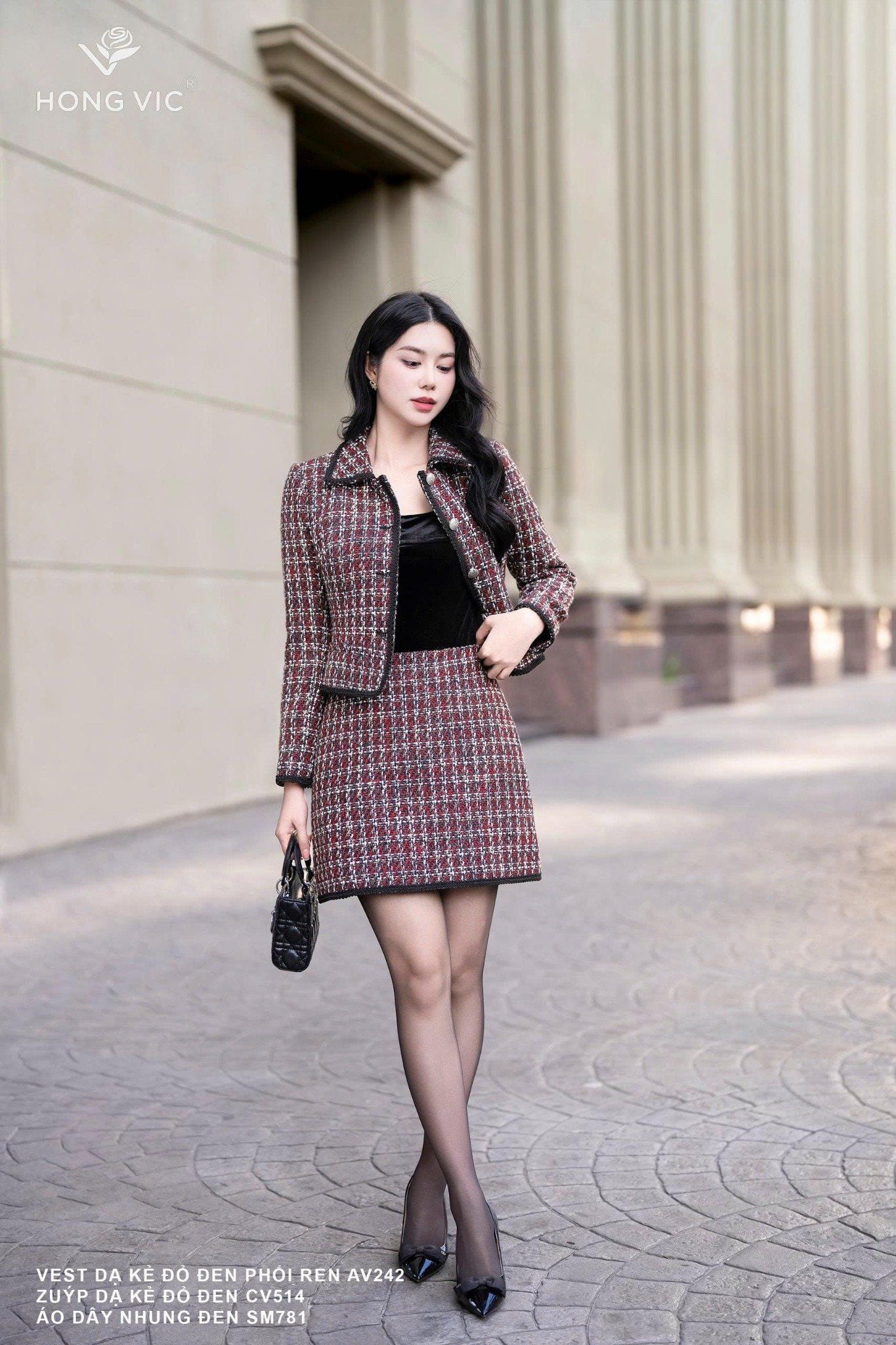 Zuýp dạ kẻ đỏ đen CV514