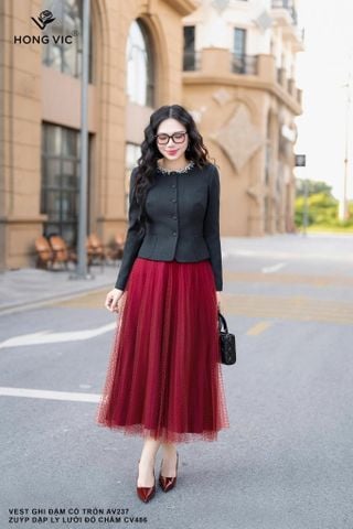 Vest ghi đậm cổ tròn AV237