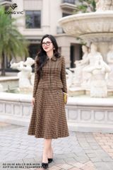 Zuýp dạ kẻ nâu tách mảnh CV509