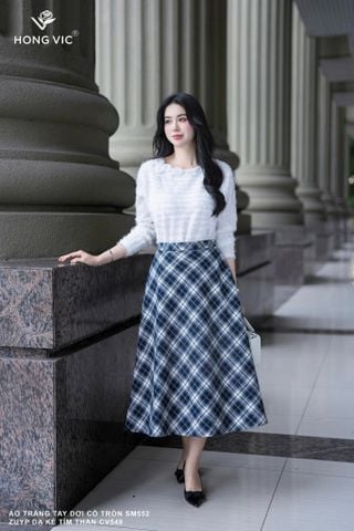 Zuýp dạ kẻ tím than CV549