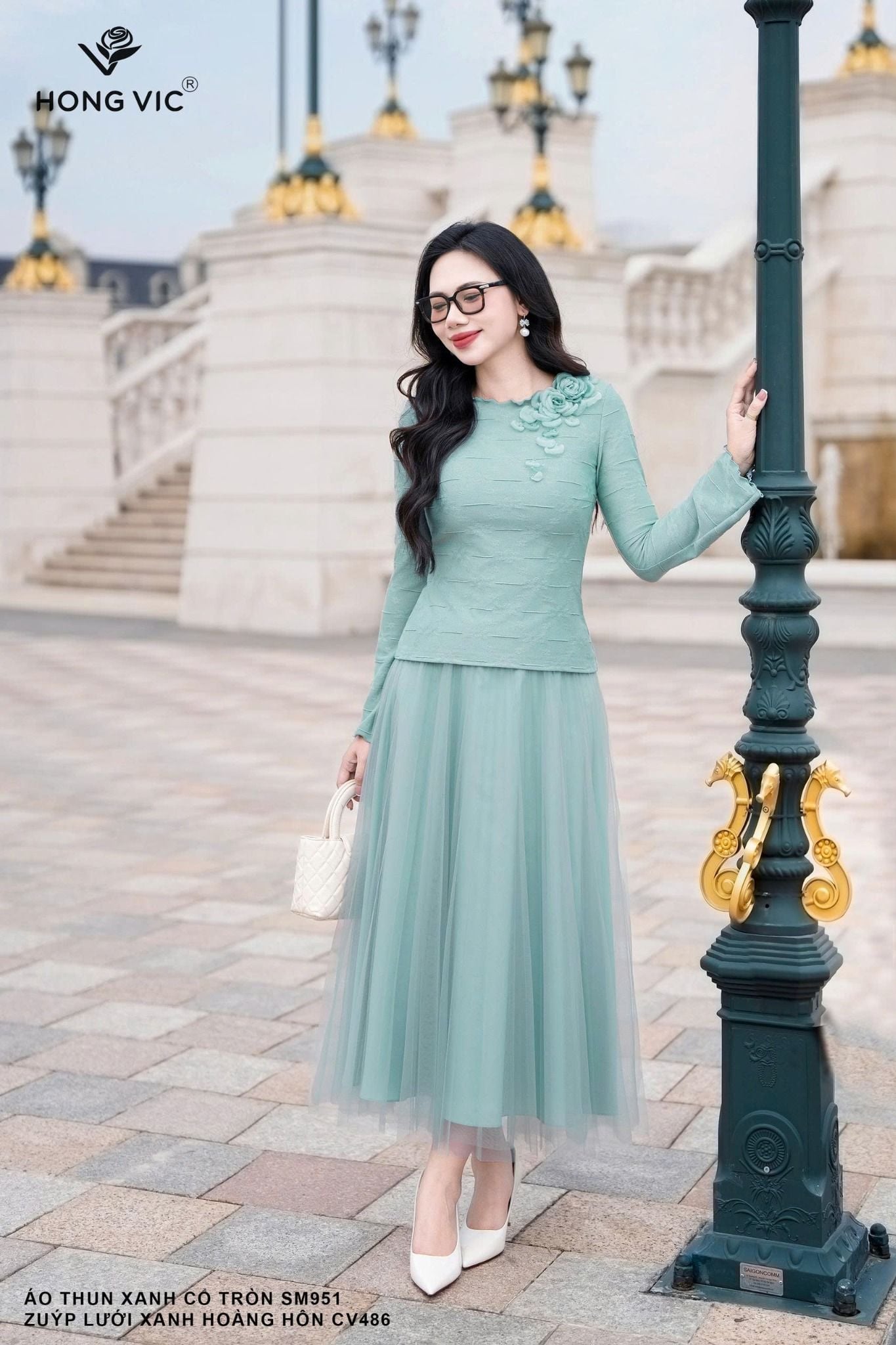 Áo thun xanh cổ tròn SM951