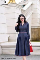 Đầm ký giả bò tím than DL1063