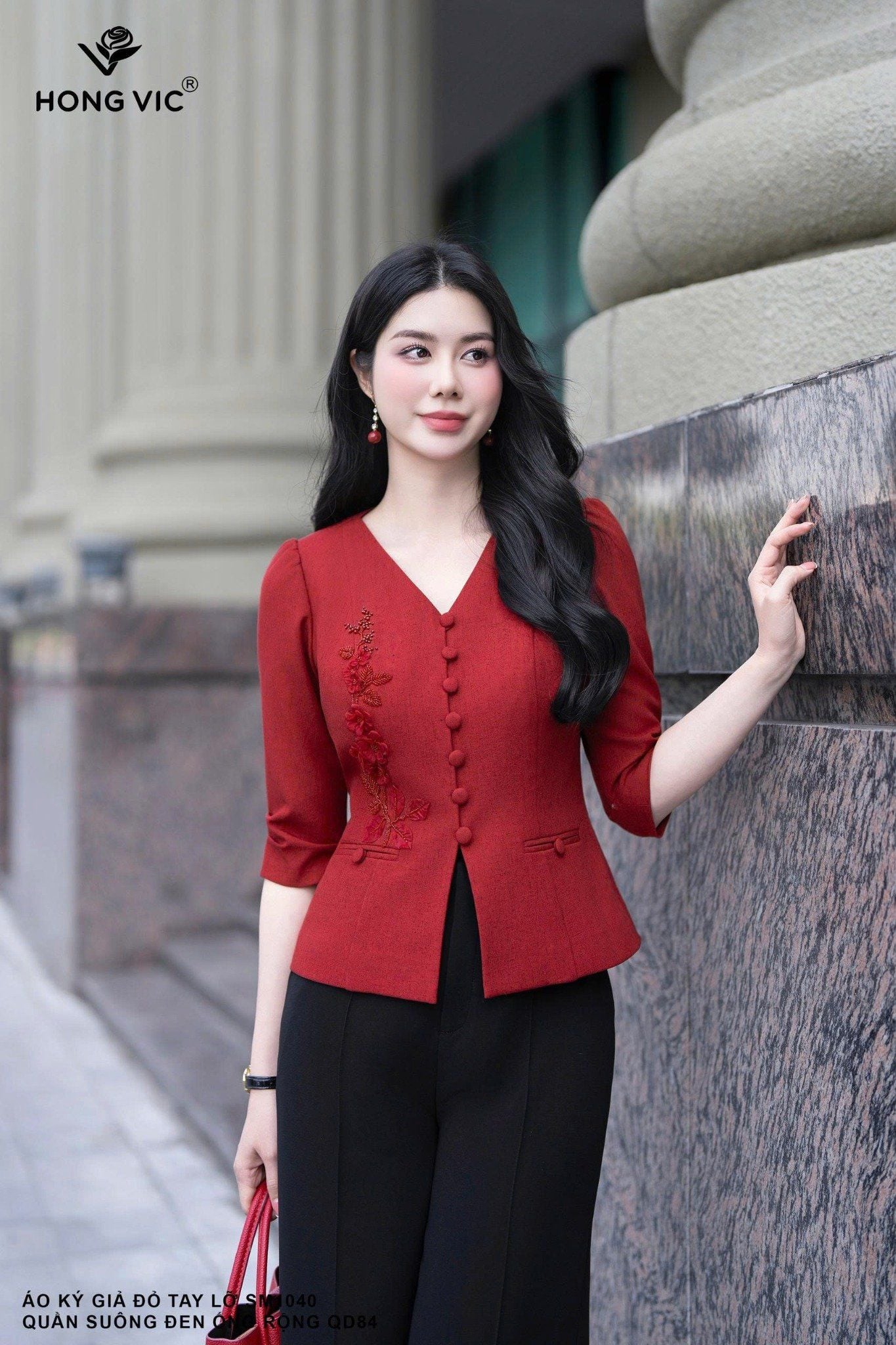 Áo ký giả đỏ tay lỡ SM1040