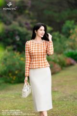 Vest dạ kẻ cam AV238