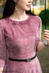 Đầm nhung hồng đỗ DL1051