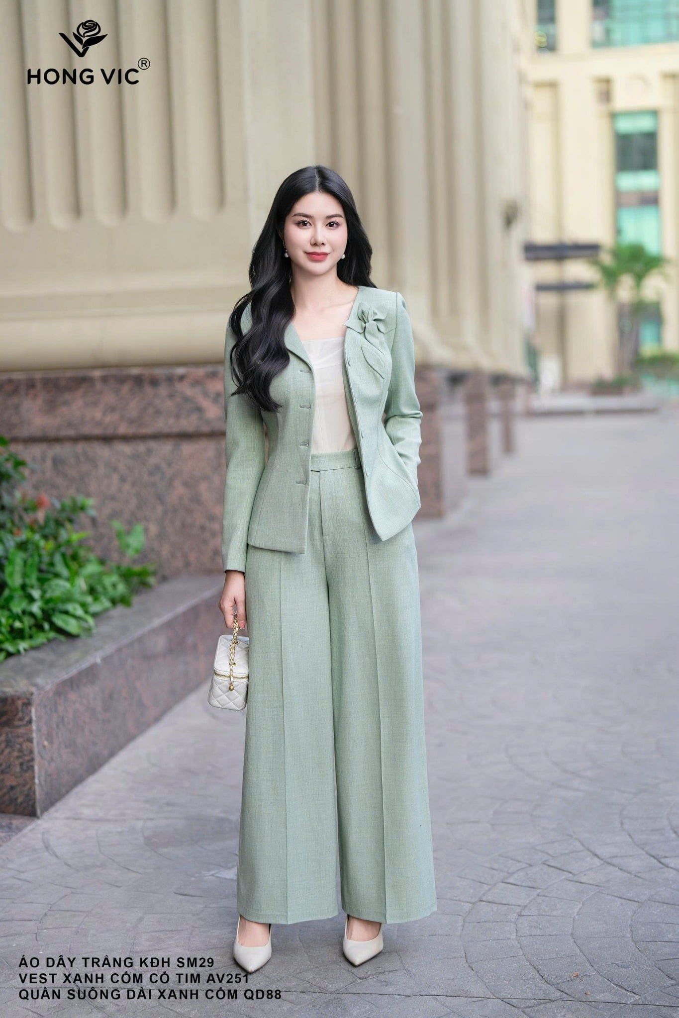 Quần suông dài xanh cốm QD88