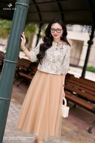 Áo ký giả hoa hồng socola SM1005