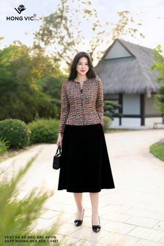 Vest dạ kẻ ngũ sắc AV176