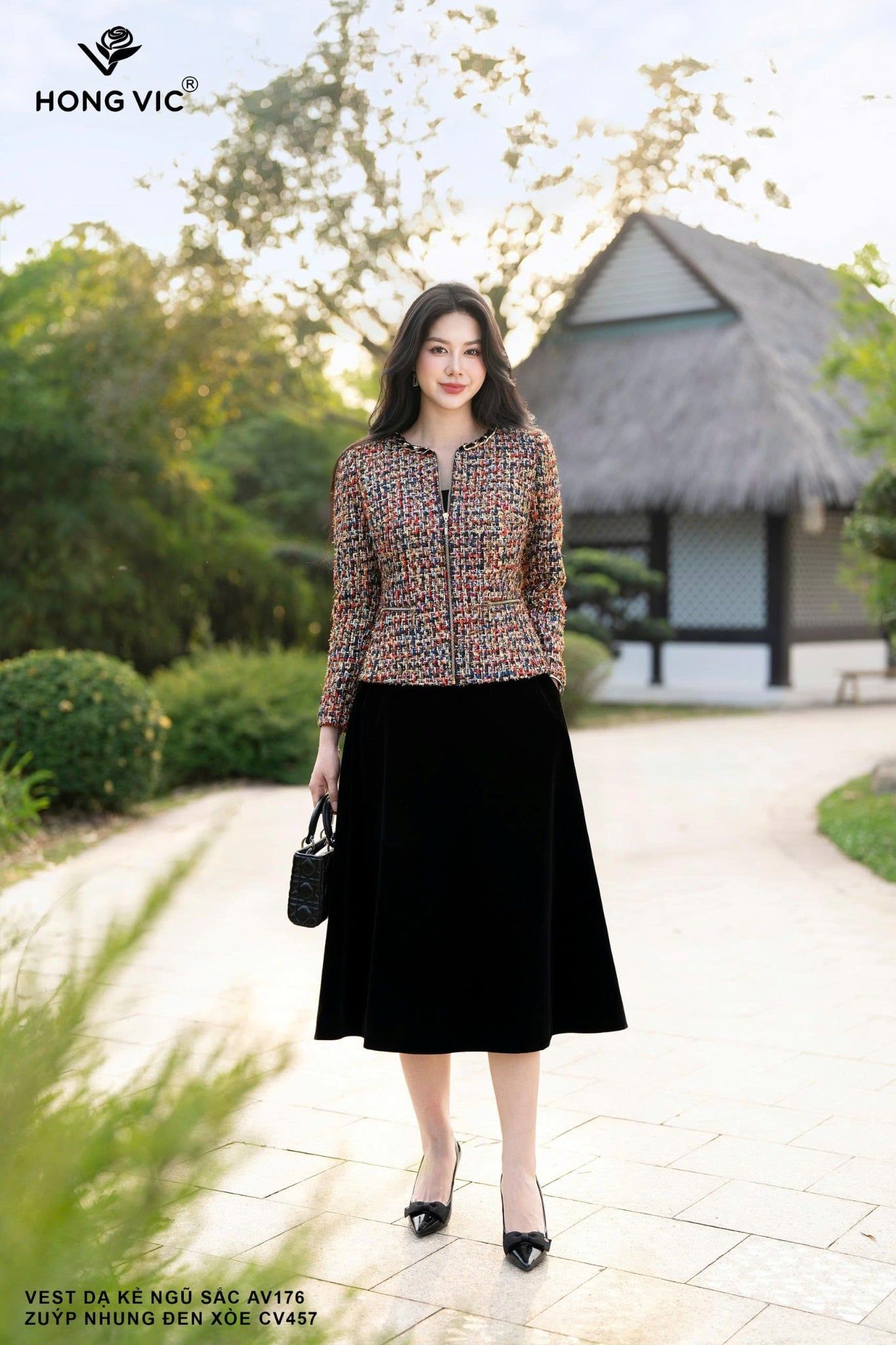 Vest dạ kẻ ngũ sắc AV176