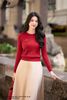 Áo len đỏ đính hoa thủy tiên AL08