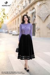 Zuýp nhung đen xòe phối voan CV500