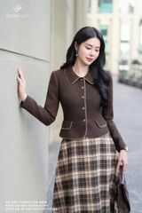 Vest dạ nâu Diana AV261