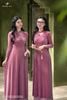Áo dài nhung tím thạch anh AD57