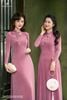 Áo dài nhung tím thạch anh AD57
